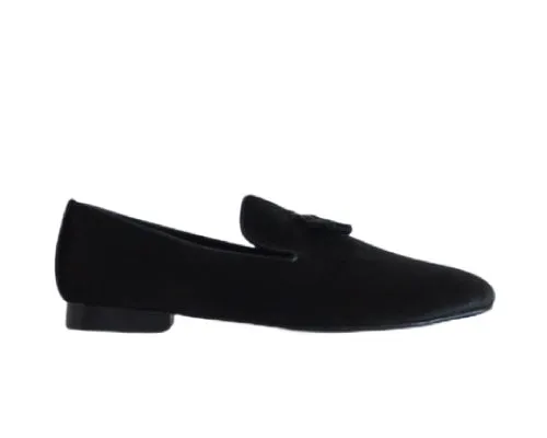 637 Mocassino Terciopelo Negro con Borla