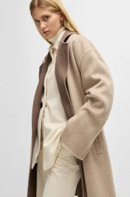 Abrigo con cinturón fabricado en Italia en mezcla de lana con cashmere