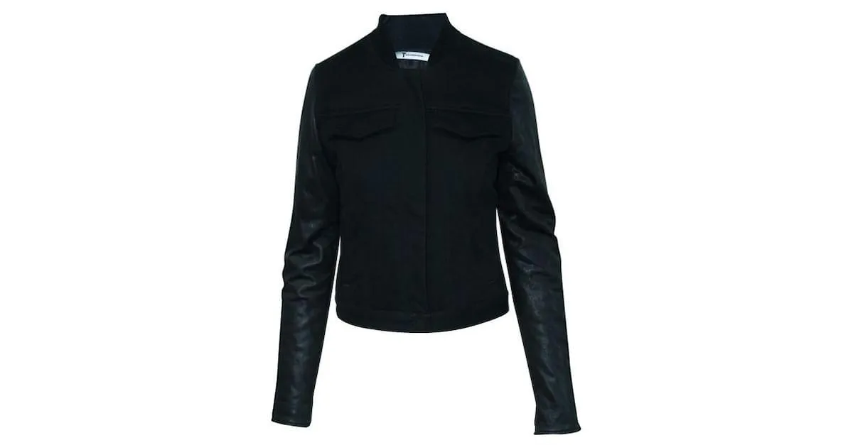 Alexander Wang Chaqueta negra con mangas de cuero Negro 