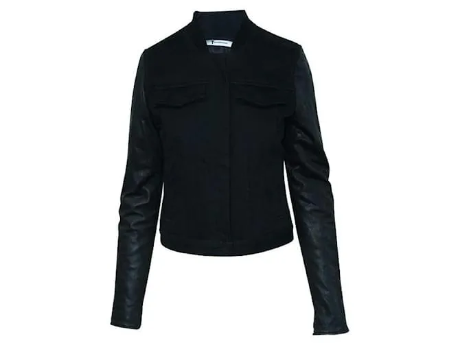 Alexander Wang Chaqueta negra con mangas de cuero Negro 