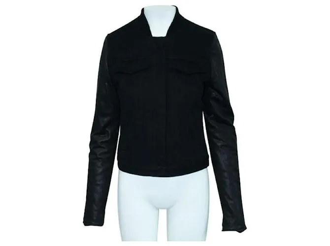 Alexander Wang Chaqueta negra con mangas de cuero Negro 