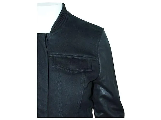 Alexander Wang Chaqueta negra con mangas de cuero Negro 