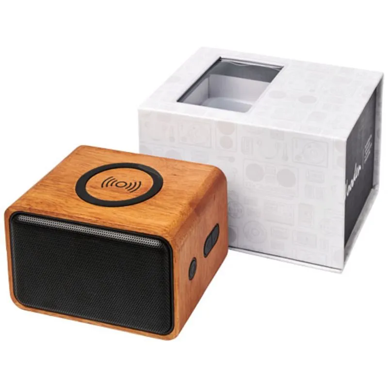 Altavoz personalizable con base de carga inalámbrica Wooden