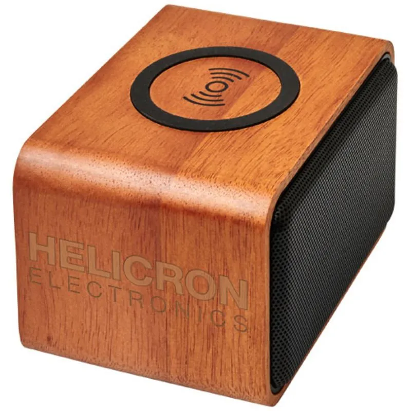 Altavoz personalizable con base de carga inalámbrica Wooden