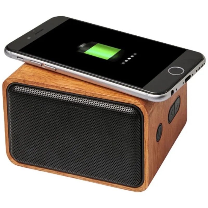 Altavoz personalizable con base de carga inalámbrica Wooden