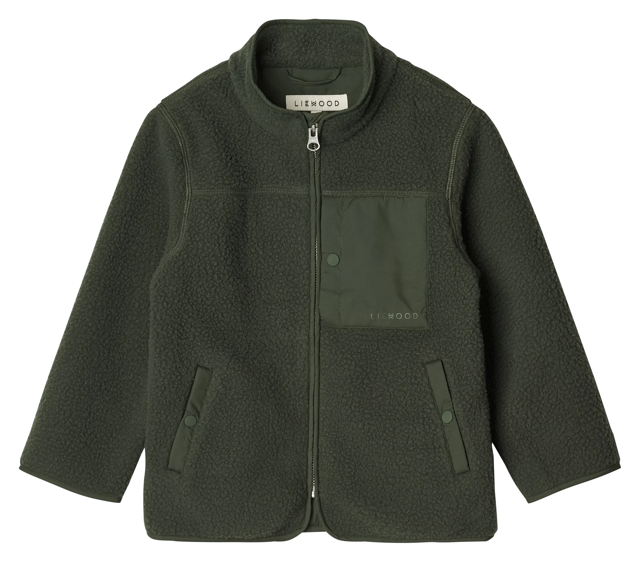 APRIL  CHAQUETA RECTA DE FIBRAS RECICLADAS CON CUELLO ALTO EN VERDE