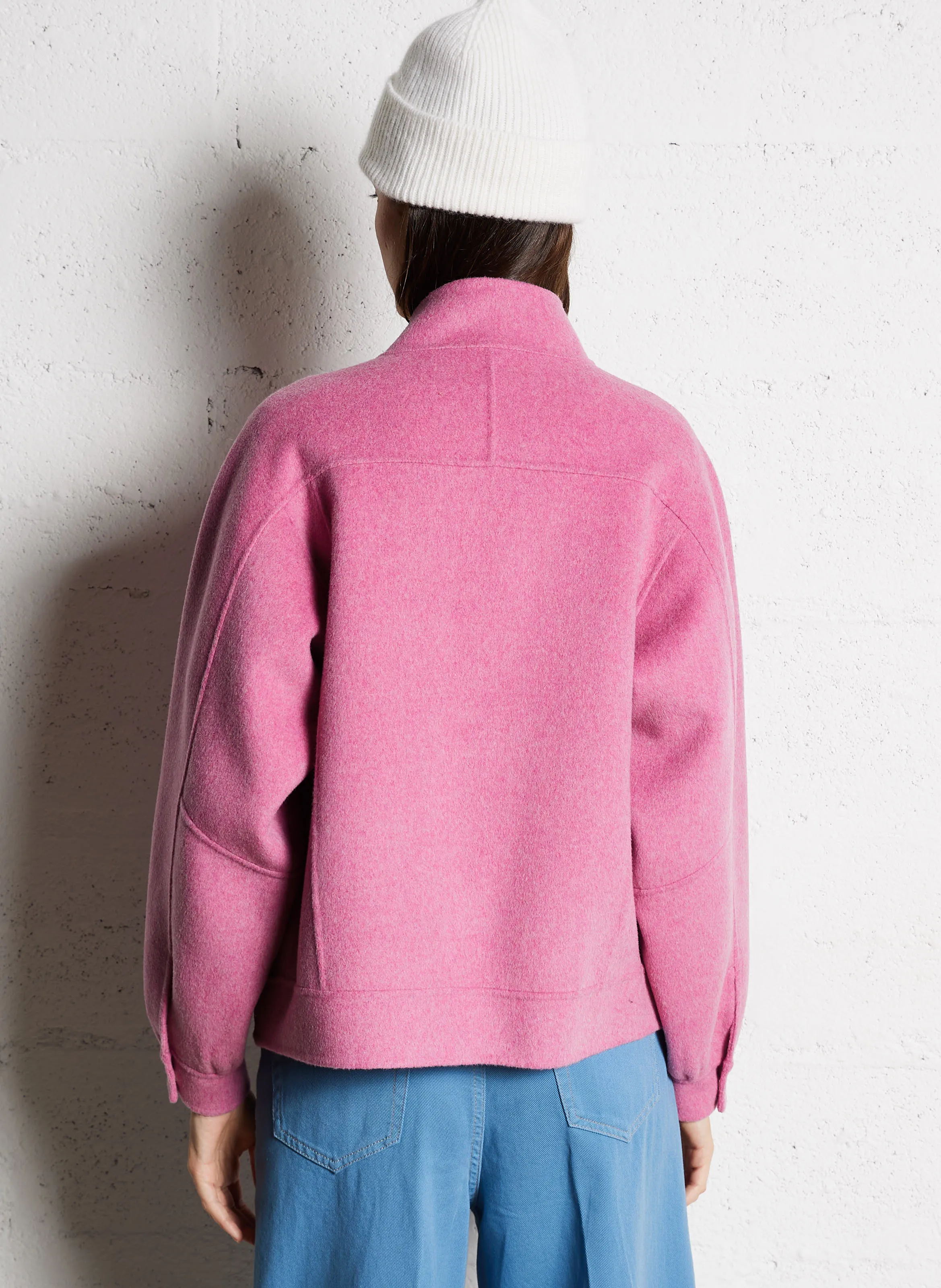ARTHUR  CHAQUETA HOLGADA DE MEZCLA DE LANA CON CUELLO ALTO EN ROSA