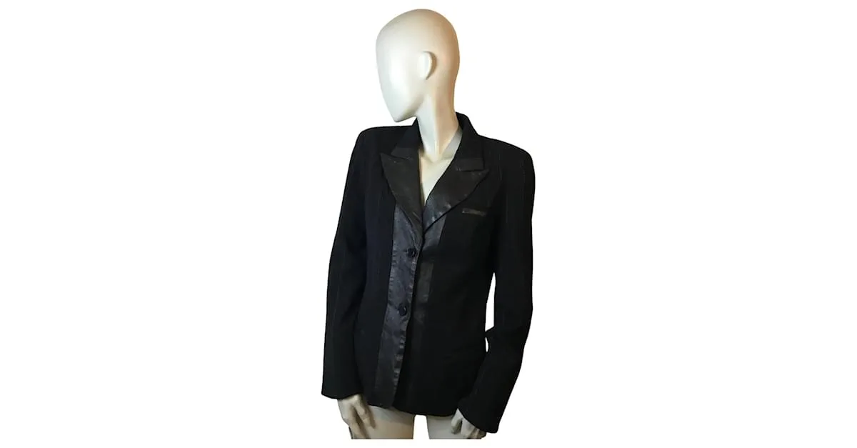 Autre Marque Chaqueta de lana y piel a rayas Marine Babini Negro 