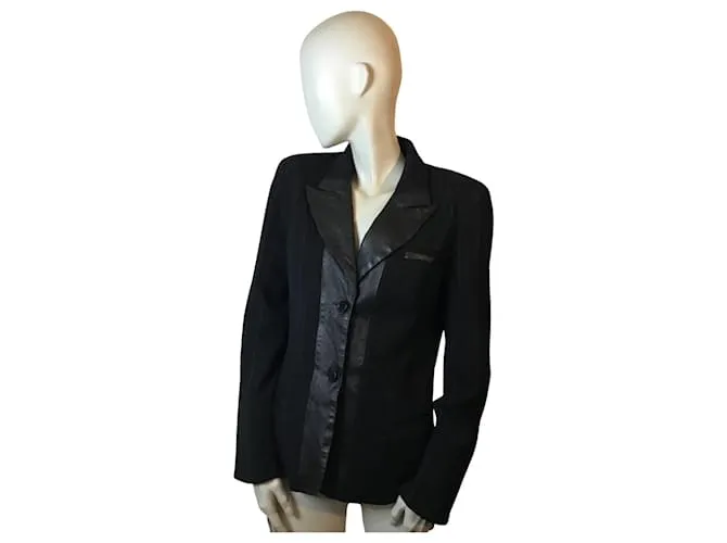 Autre Marque Chaqueta de lana y piel a rayas Marine Babini Negro 