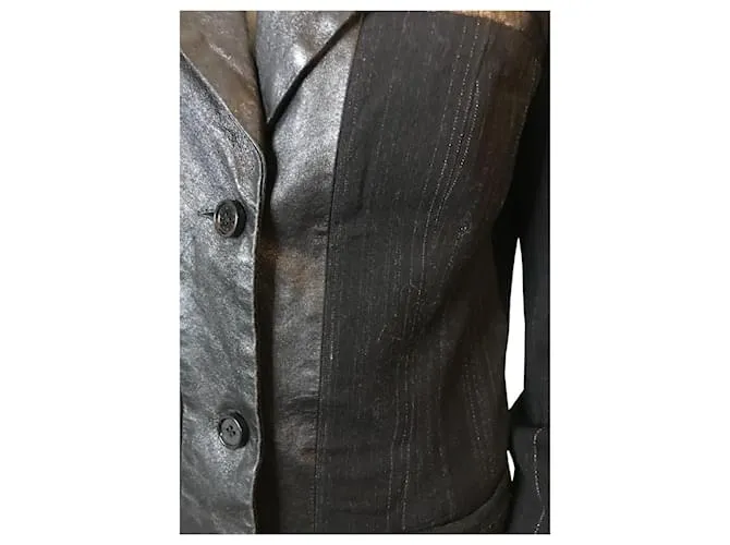 Autre Marque Chaqueta de lana y piel a rayas Marine Babini Negro 