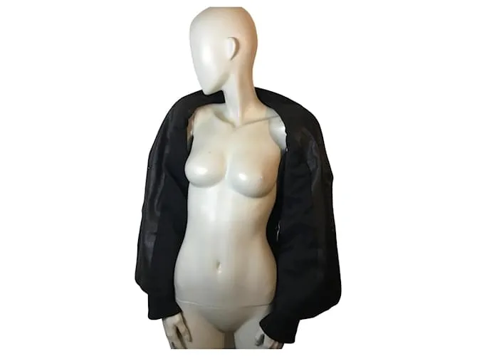 Autre Marque Chaqueta de lana y piel a rayas Marine Babini Negro 