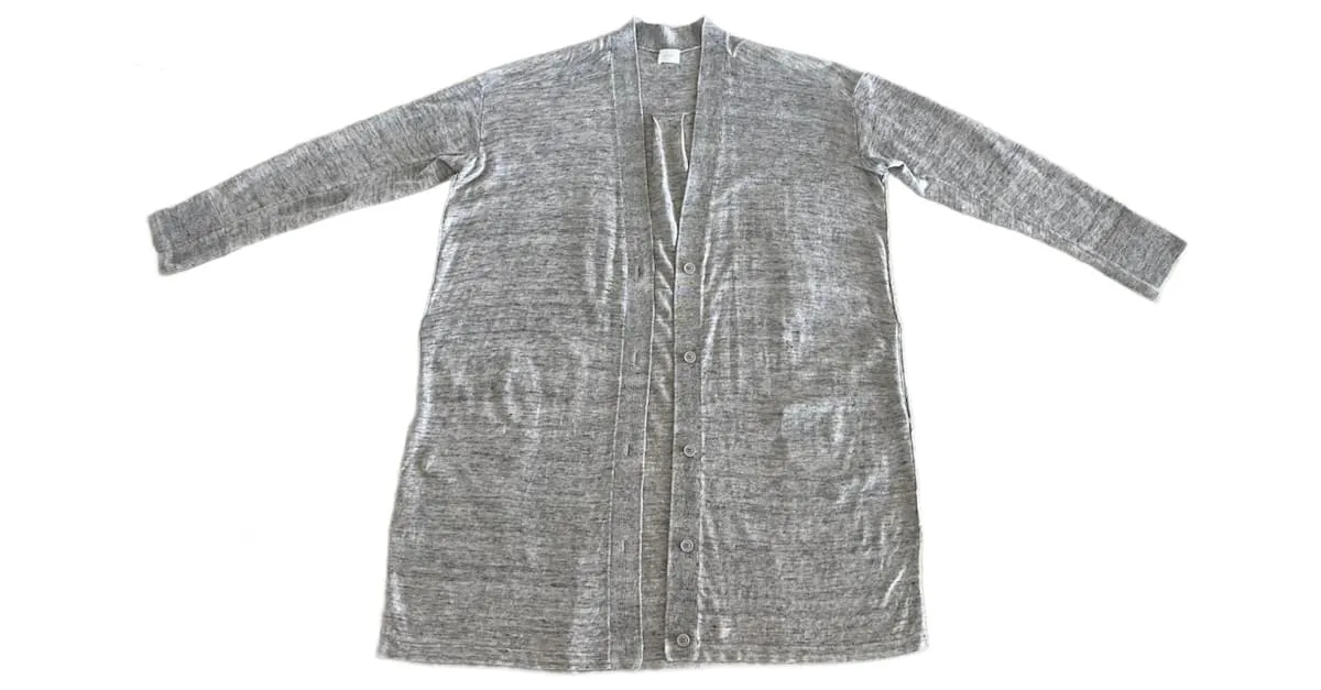 AUTRE MARQUE CHAQUETA O CáRDIGAN LARGO DE LINO GRIS JASPEADO PARA LA PLAYA, TALLA 3840. 