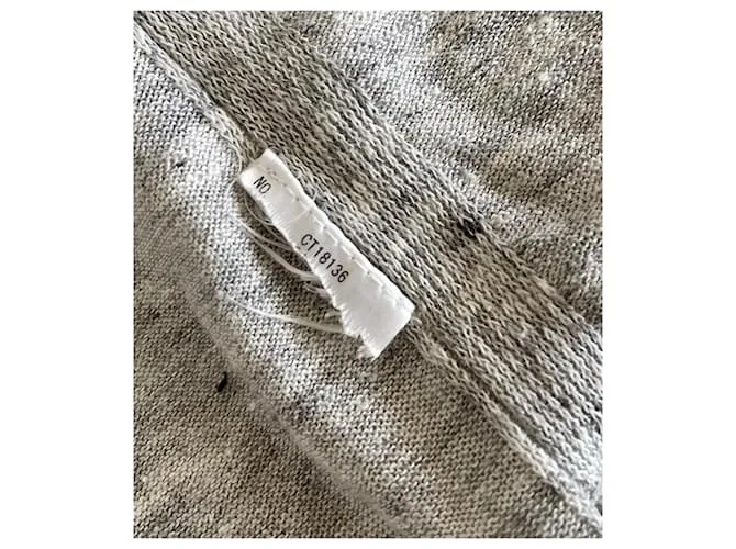 AUTRE MARQUE CHAQUETA O CáRDIGAN LARGO DE LINO GRIS JASPEADO PARA LA PLAYA, TALLA 3840. 