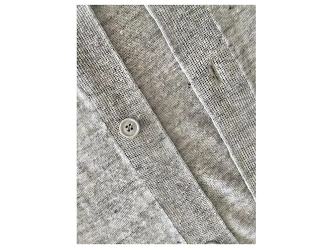 AUTRE MARQUE CHAQUETA O CáRDIGAN LARGO DE LINO GRIS JASPEADO PARA LA PLAYA, TALLA 3840. 