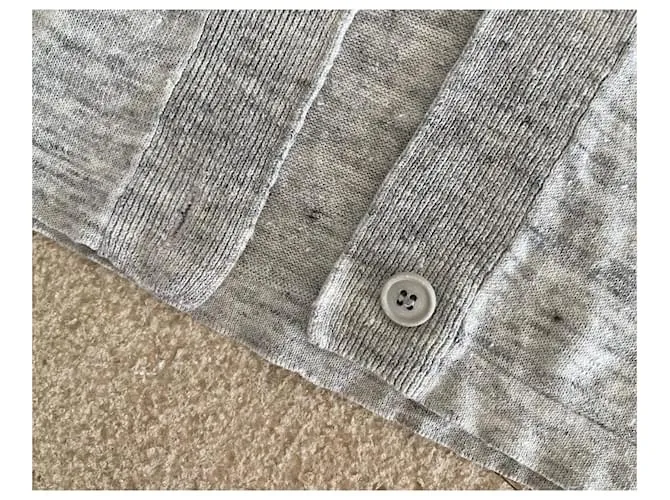 AUTRE MARQUE CHAQUETA O CáRDIGAN LARGO DE LINO GRIS JASPEADO PARA LA PLAYA, TALLA 3840. 