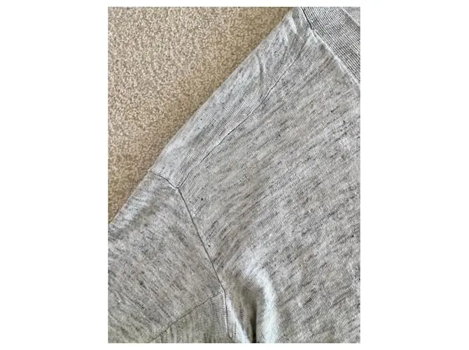 AUTRE MARQUE CHAQUETA O CáRDIGAN LARGO DE LINO GRIS JASPEADO PARA LA PLAYA, TALLA 3840. 