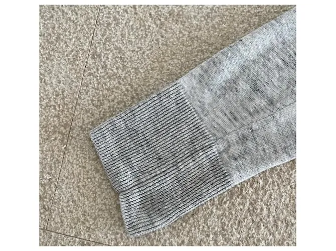 AUTRE MARQUE CHAQUETA O CáRDIGAN LARGO DE LINO GRIS JASPEADO PARA LA PLAYA, TALLA 3840. 