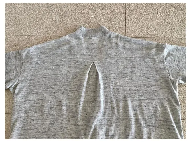 AUTRE MARQUE CHAQUETA O CáRDIGAN LARGO DE LINO GRIS JASPEADO PARA LA PLAYA, TALLA 3840. 
