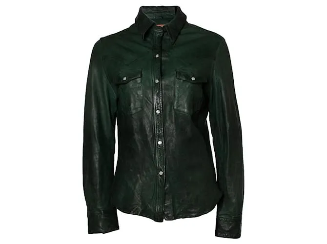 Autre Marque Tienda de vaqueros, camisa de cuero verde 
