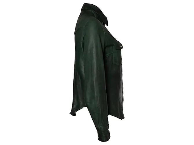 Autre Marque Tienda de vaqueros, camisa de cuero verde 