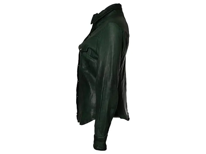 Autre Marque Tienda de vaqueros, camisa de cuero verde 