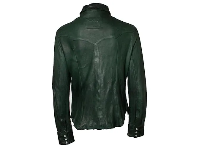 Autre Marque Tienda de vaqueros, camisa de cuero verde 