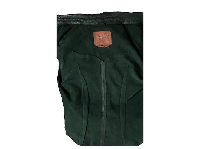 Autre Marque Tienda de vaqueros, camisa de cuero verde 