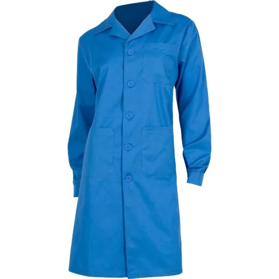 Bata entallada de mujer con cuello solapa y botones a tono WORKTEAM B6100