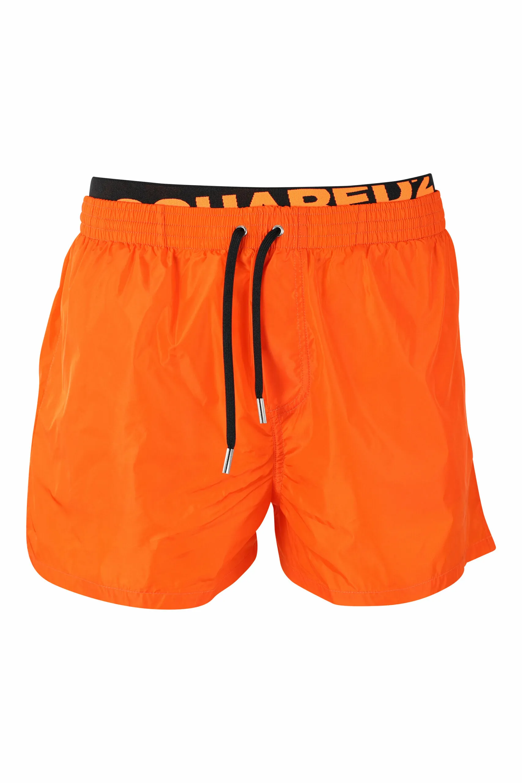 Bañador midi naranja con logo en goma