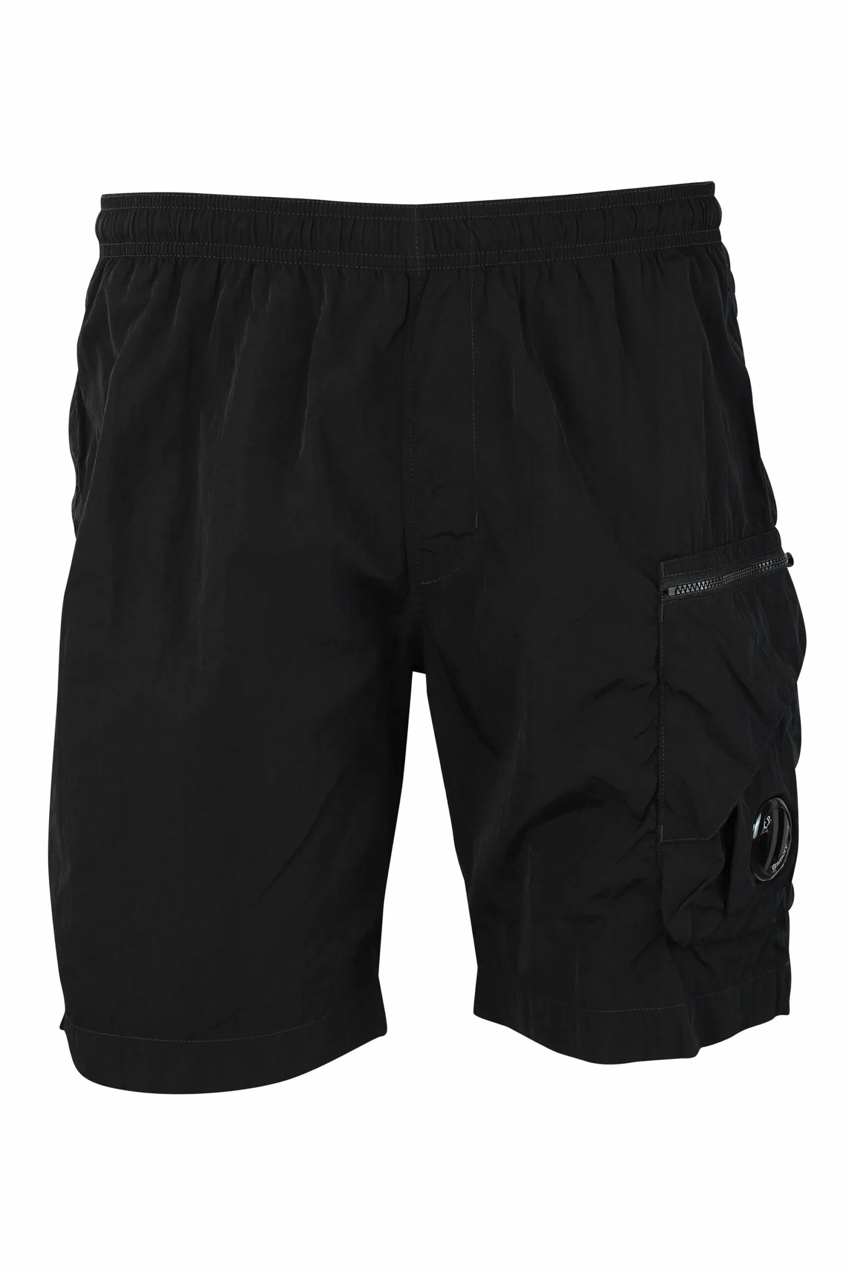 Bañador negro estilo cargo con minilogo circular