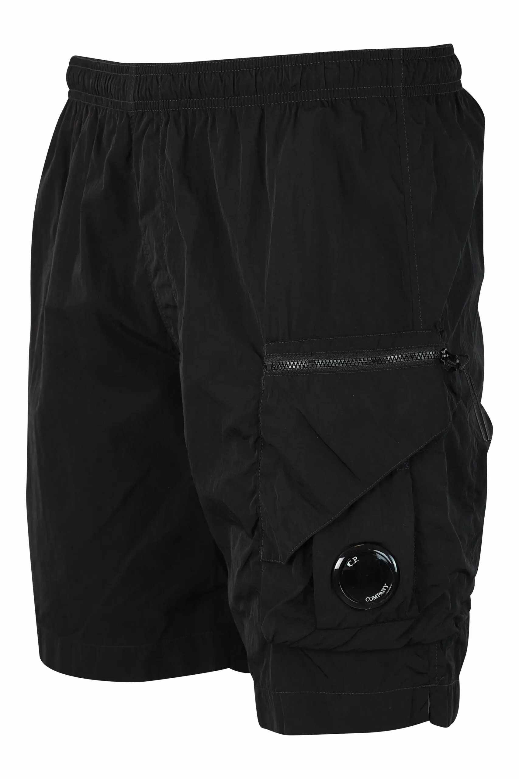 Bañador negro estilo cargo con minilogo circular