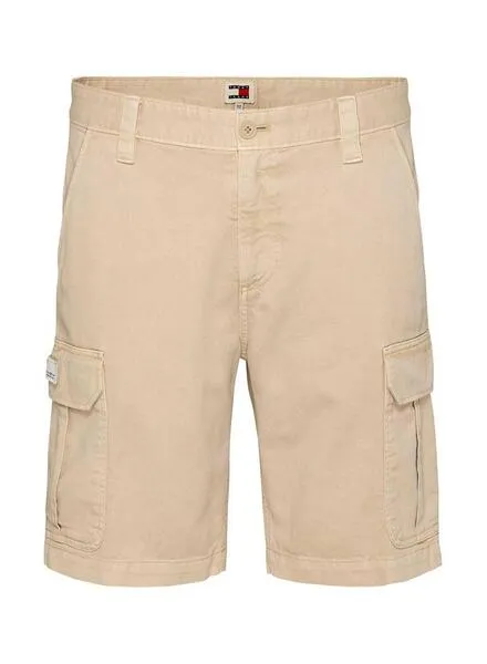 Bermudas Tommy Jeans Ethan Cargo Beige Para Hombre