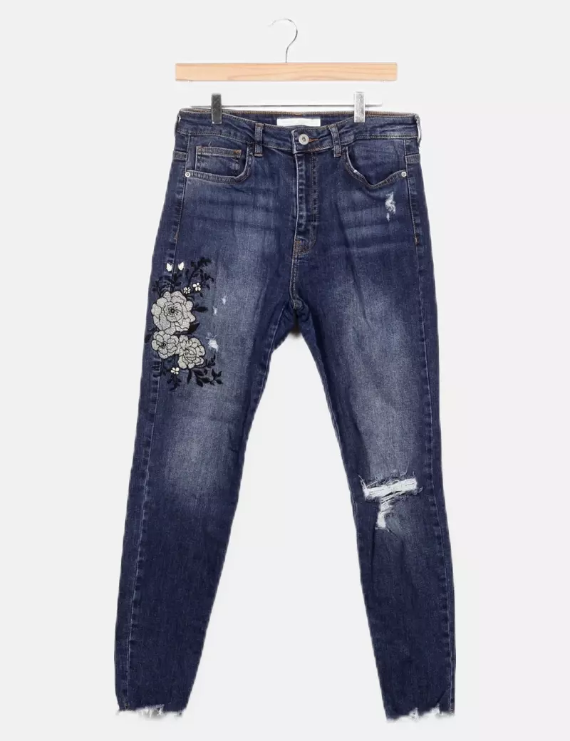 Bershka Pantalón denim azul