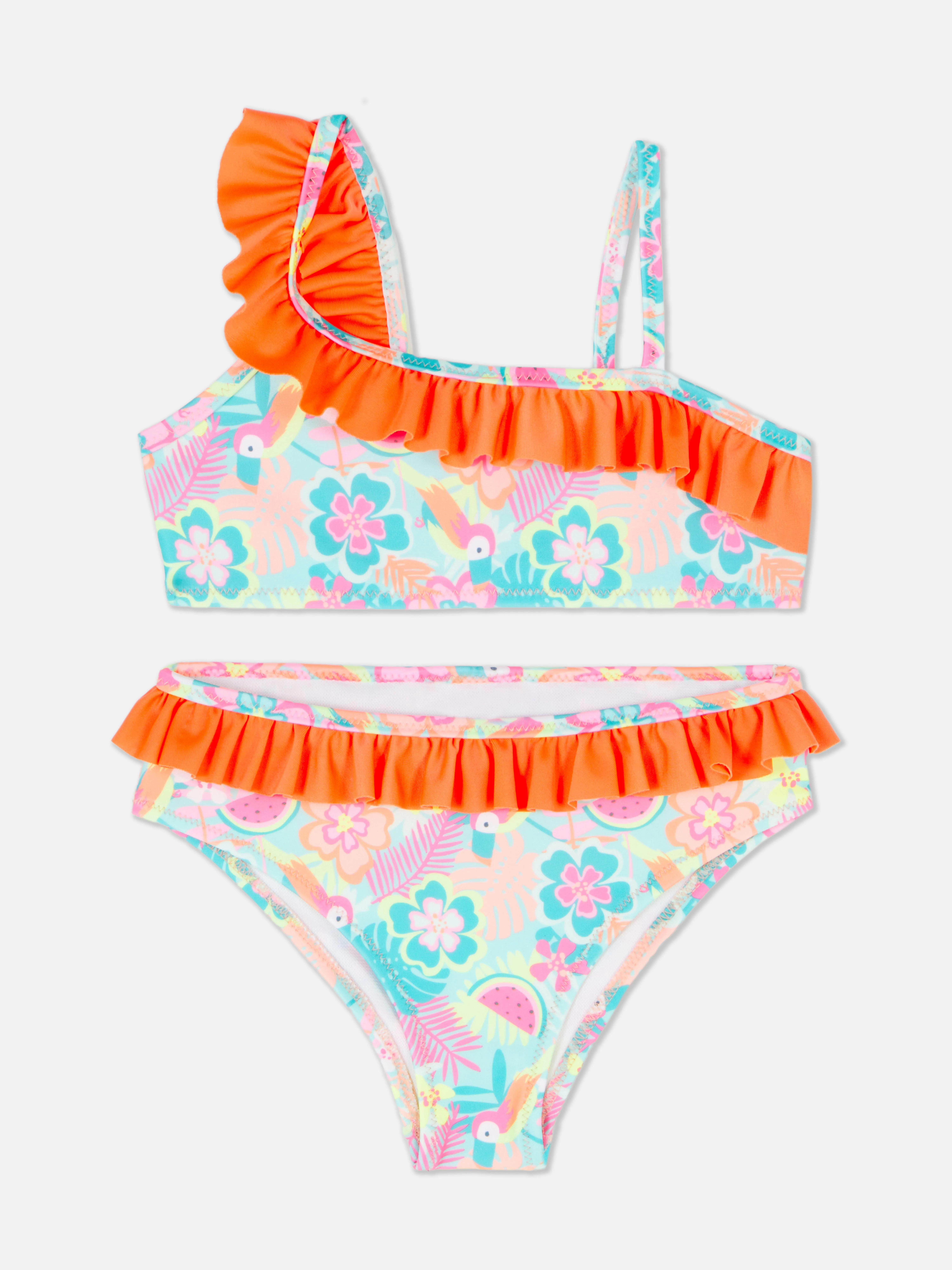 Bikini tropical con volantes