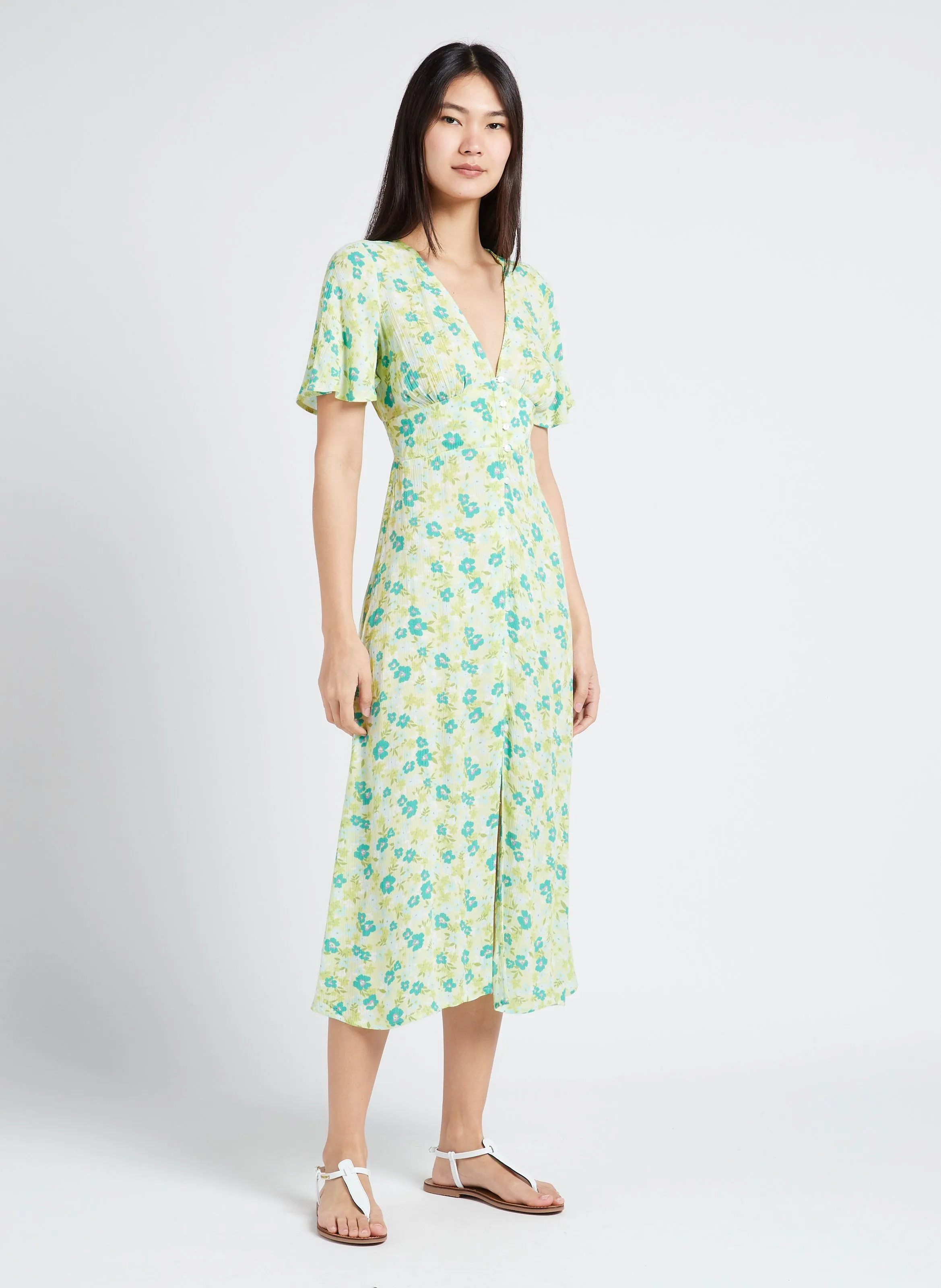 BILLABONG YOUR GIRL  VESTIDO MIDI CON CUELLO DE PICO Y ESTAMPADO FLORAL EN MULTICOLOR