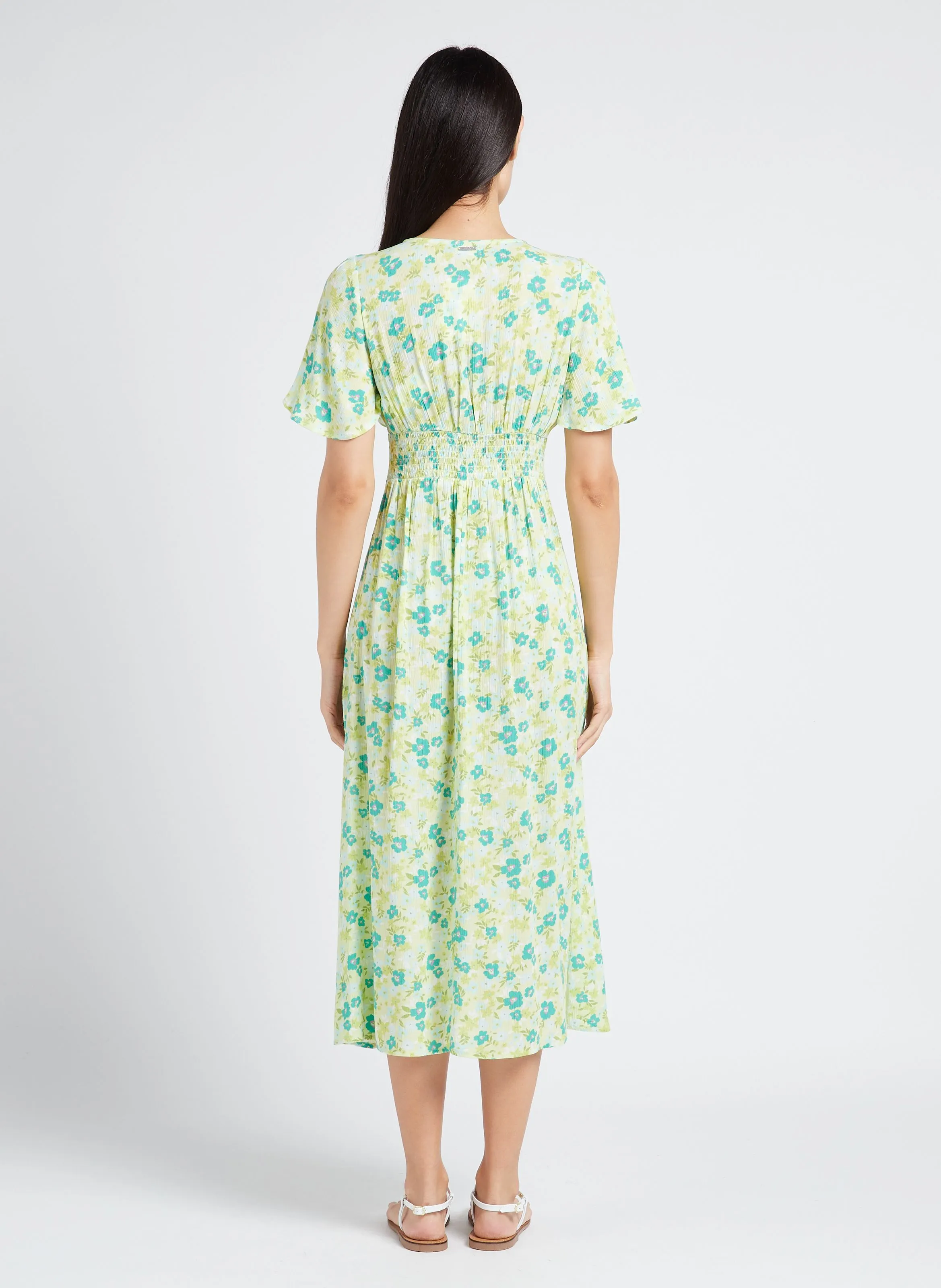BILLABONG YOUR GIRL  VESTIDO MIDI CON CUELLO DE PICO Y ESTAMPADO FLORAL EN MULTICOLOR