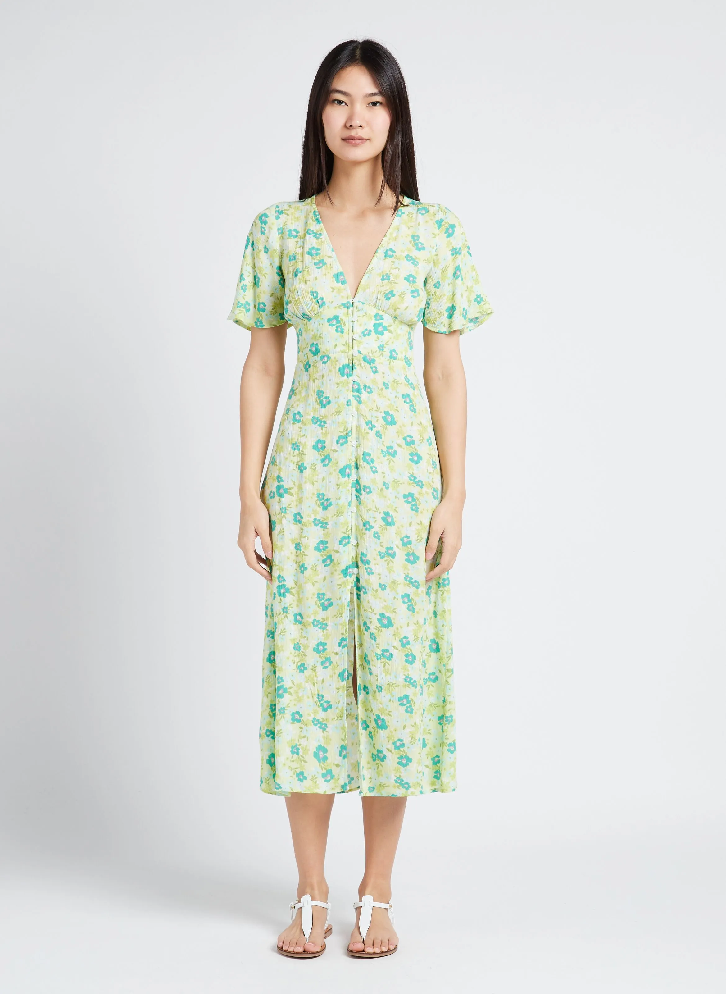BILLABONG YOUR GIRL  VESTIDO MIDI CON CUELLO DE PICO Y ESTAMPADO FLORAL EN MULTICOLOR