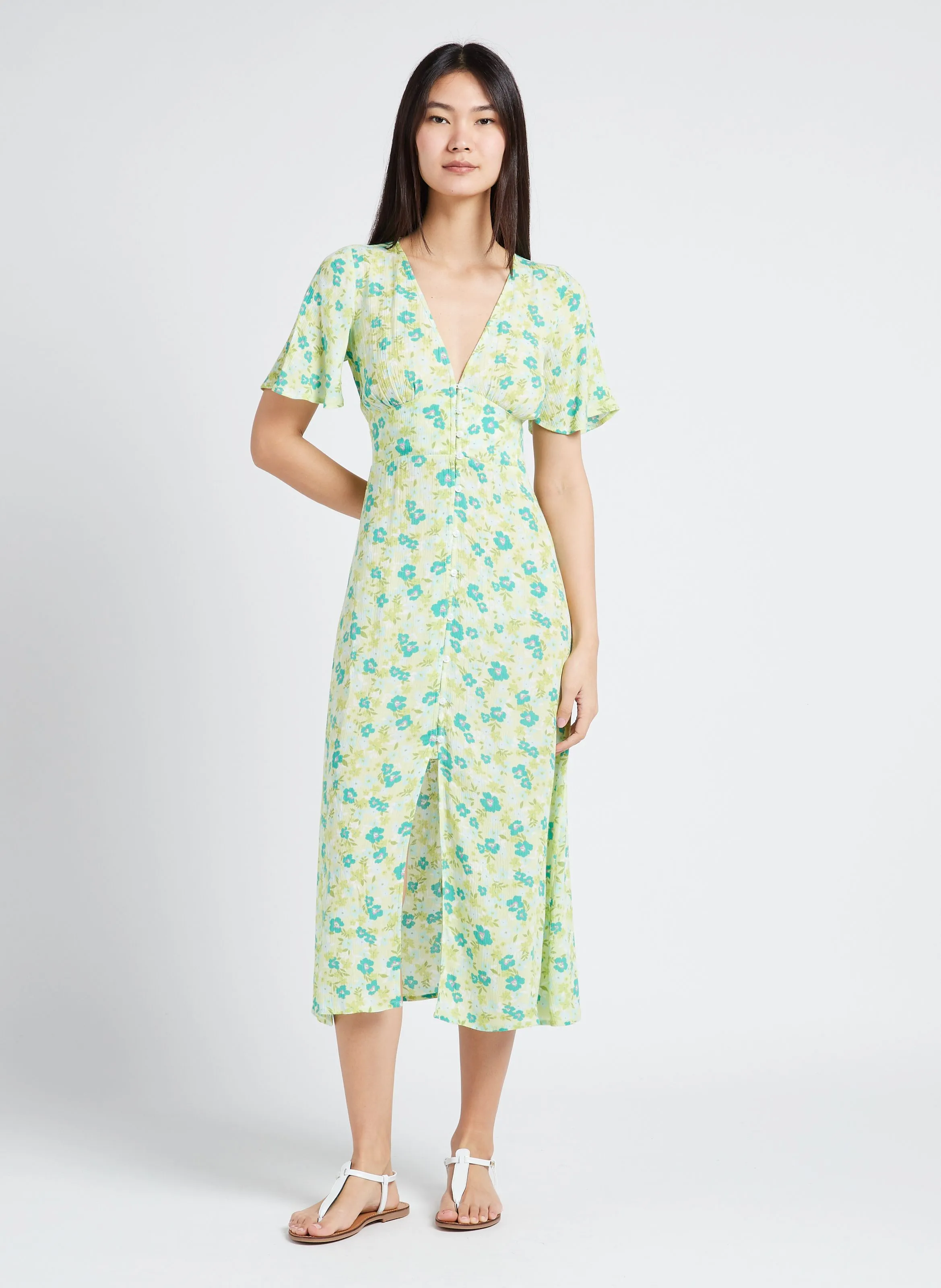 BILLABONG YOUR GIRL  VESTIDO MIDI CON CUELLO DE PICO Y ESTAMPADO FLORAL EN MULTICOLOR