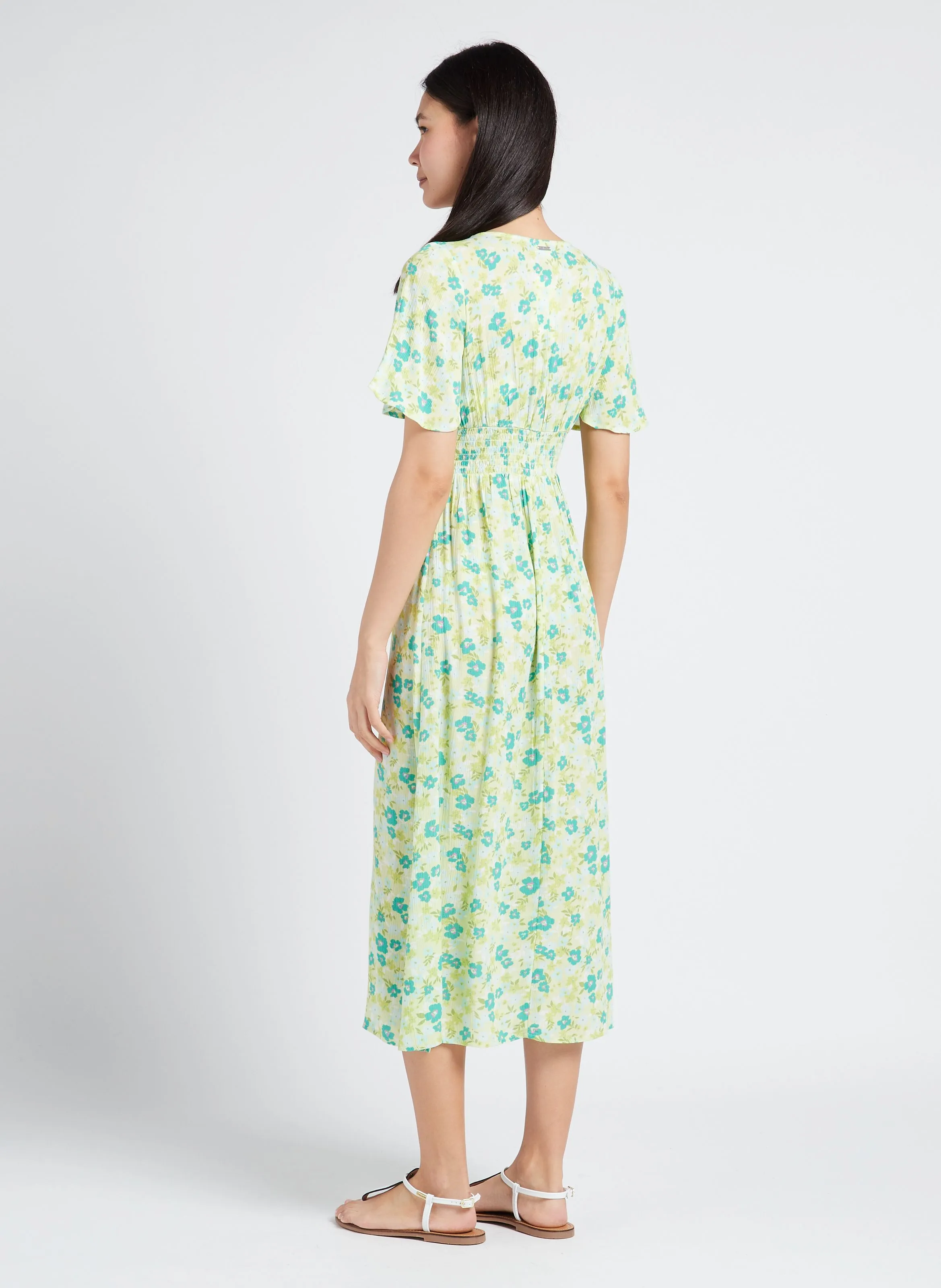 BILLABONG YOUR GIRL  VESTIDO MIDI CON CUELLO DE PICO Y ESTAMPADO FLORAL EN MULTICOLOR
