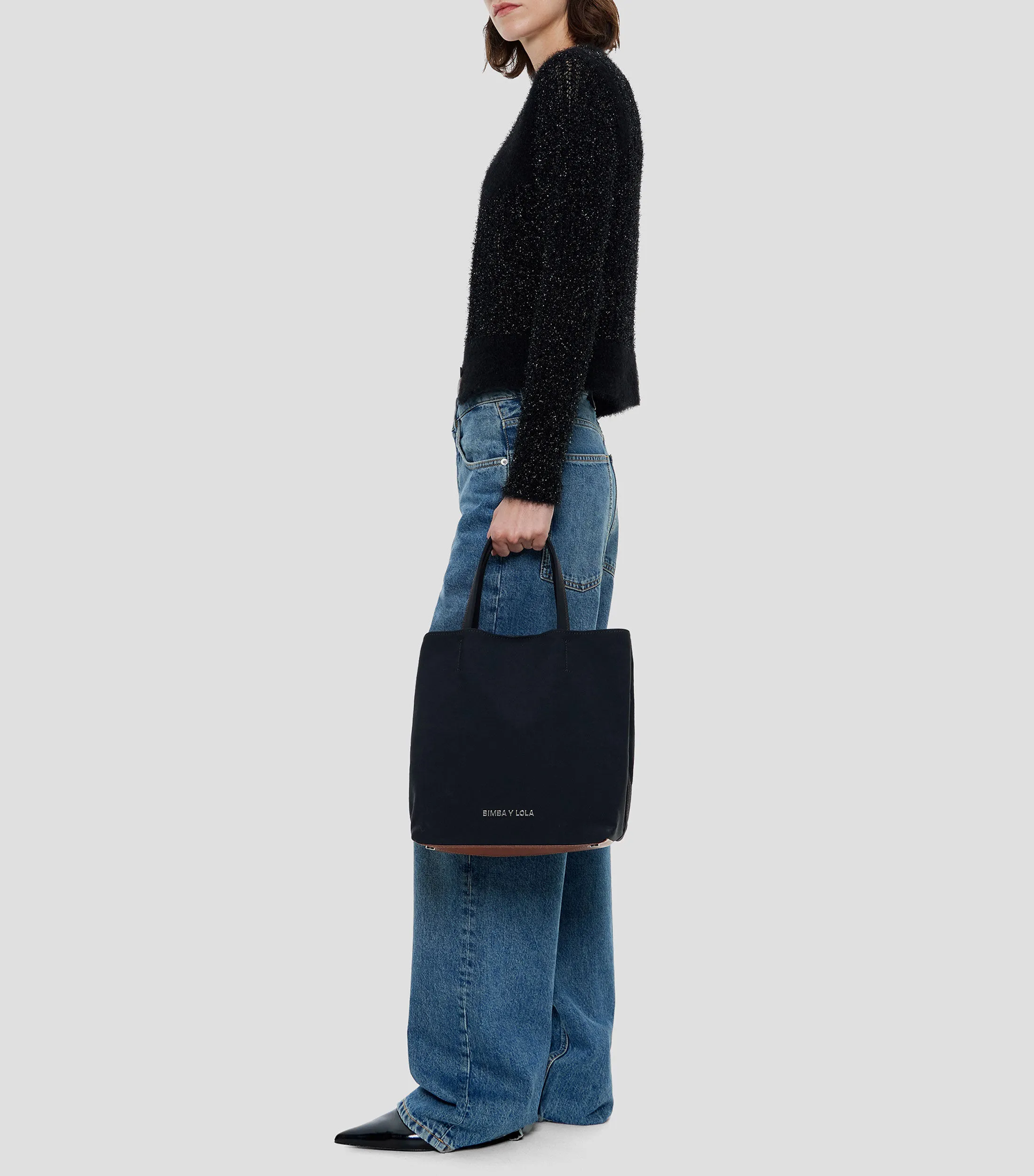 Bimba y Lola Bolso Tote Antracita Chihuahua con logo Mujer