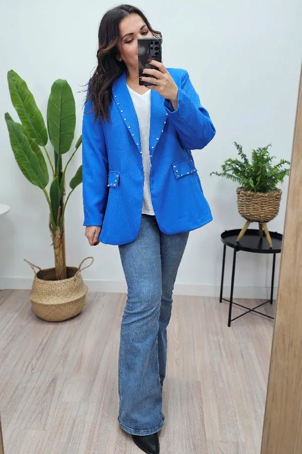 Blazer Strass Azul