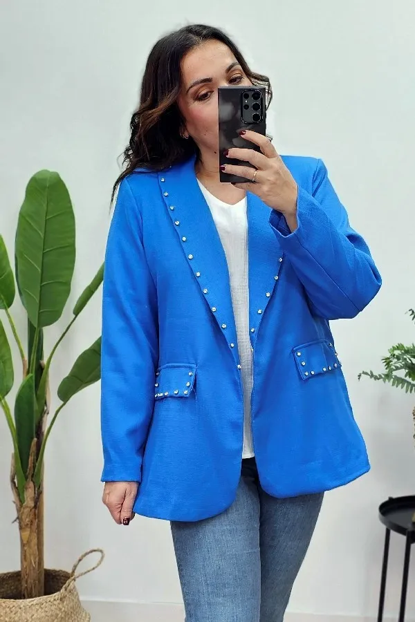 Blazer Strass Azul