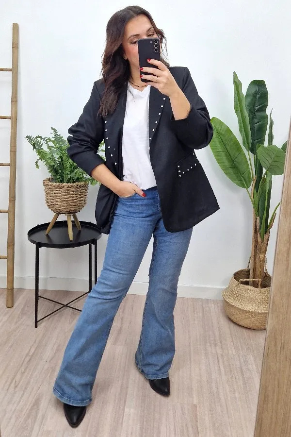 Blazer Strass Negra