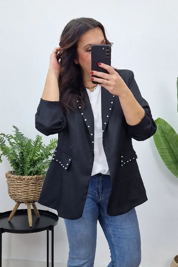 Blazer Strass Negra