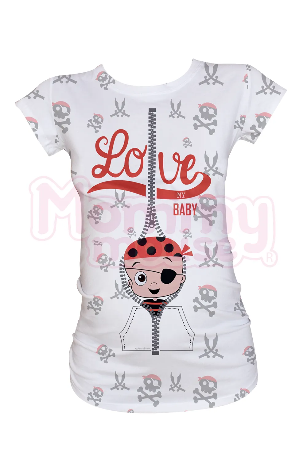 Blusa maternidad manga corta Full Print. Baby Pirata