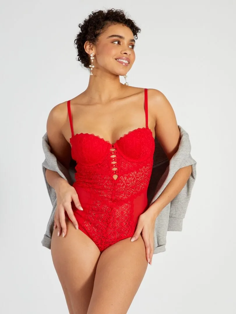 BODY BUSTIER DE ENCAJE  ROJO