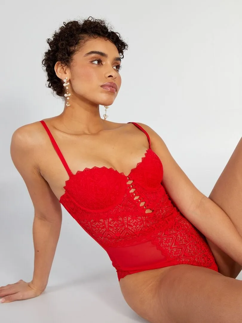 BODY BUSTIER DE ENCAJE  ROJO