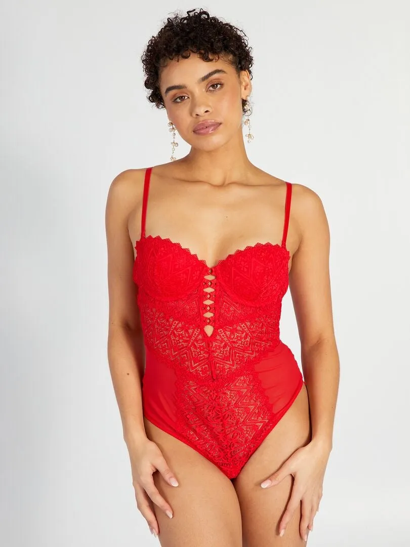 BODY BUSTIER DE ENCAJE  ROJO