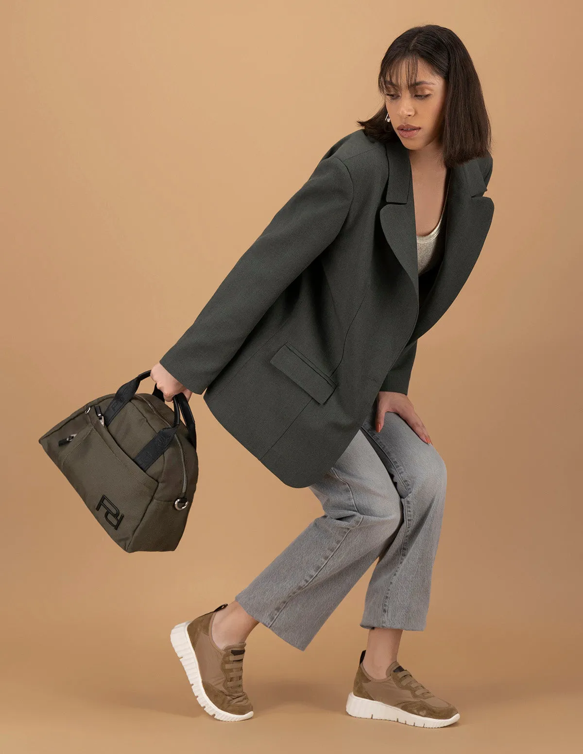 Bolso bowling de nylon para mujer color azul