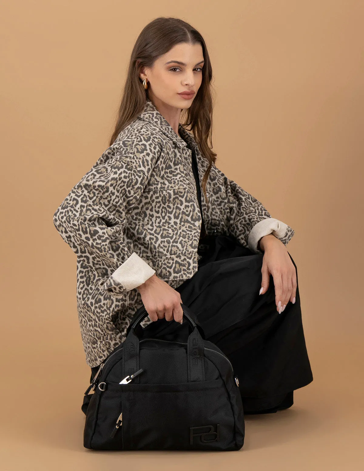 Bolso bowling de nylon para mujer color azul